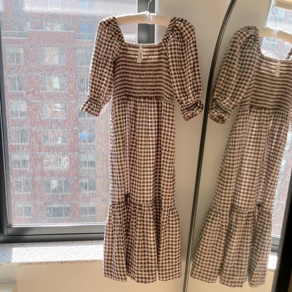 Madewell Gingham Midi Dress New with Tags